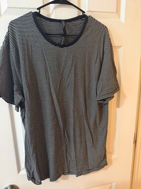 lululemon athletica Black & White Striped Short Sleeve Tee